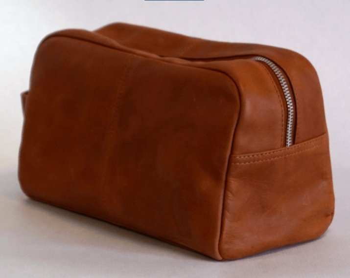 Toilettaske i Cognac læder – Unisex - VIAMAJA.DK