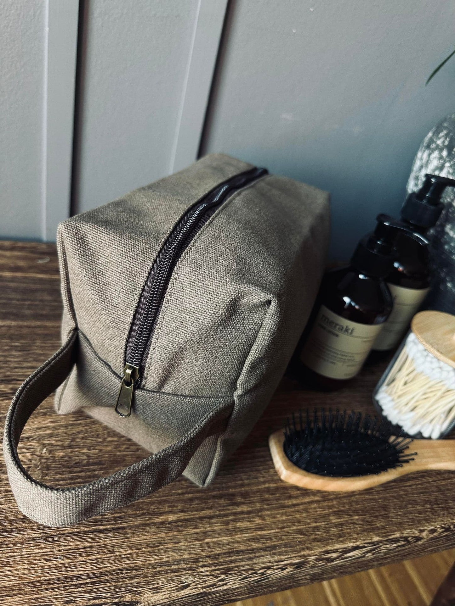 Toilettaske - Kanvas Brown - VIAMAJA.DK