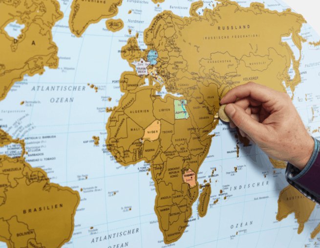 Verdens kort - 97x67cm - Skrab dine rejsemål - VIAMAJA.DK