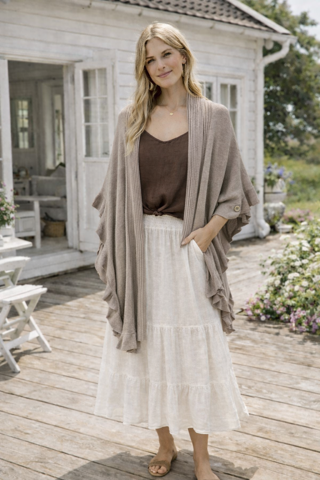 Sjal Taupe