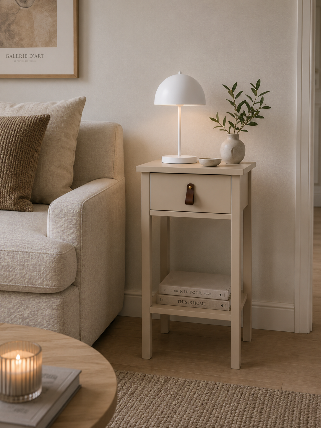 Bord med skuffe og hylde - Cashmere