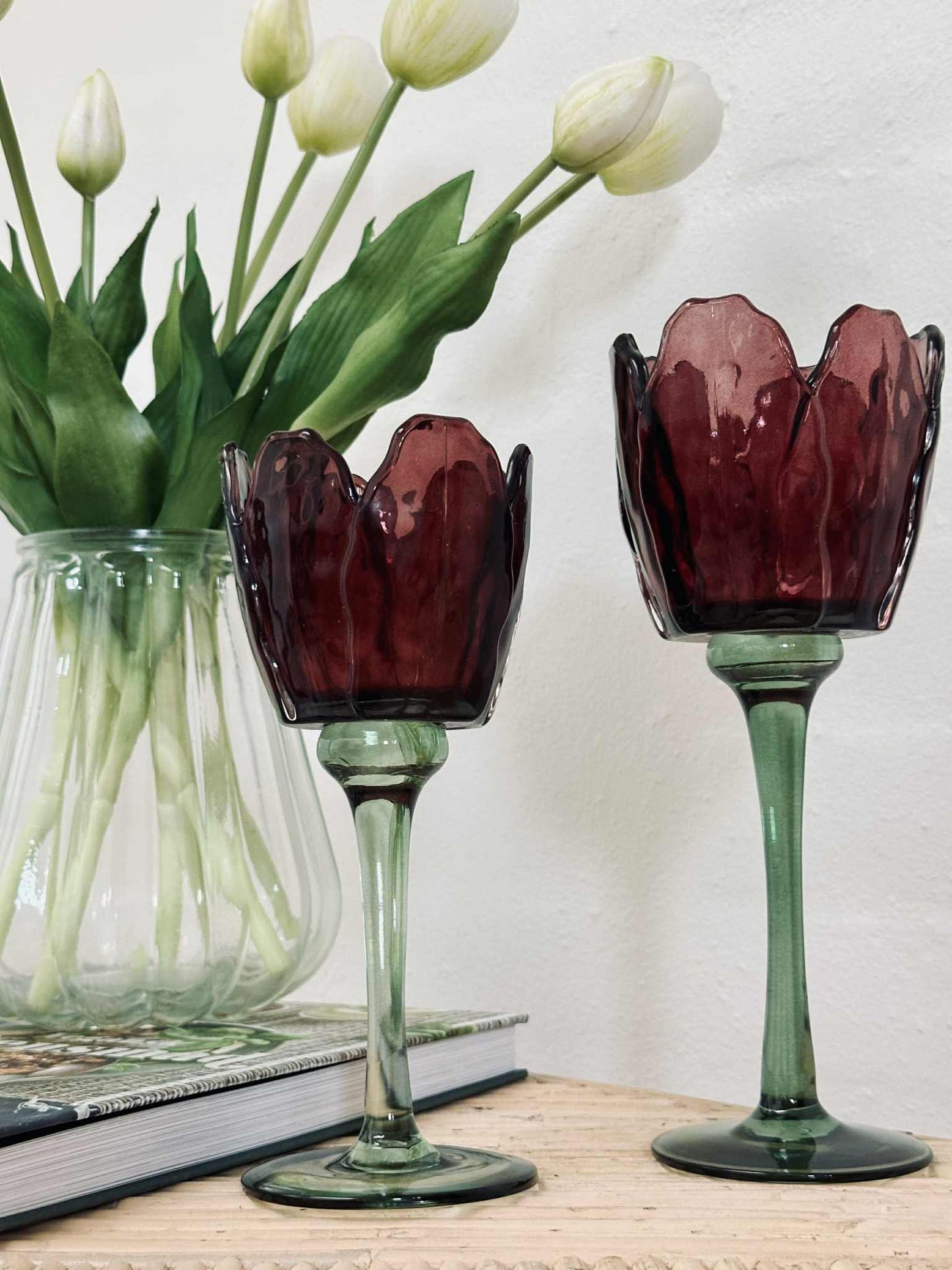 Lysestage flower - Vinrød / grøn