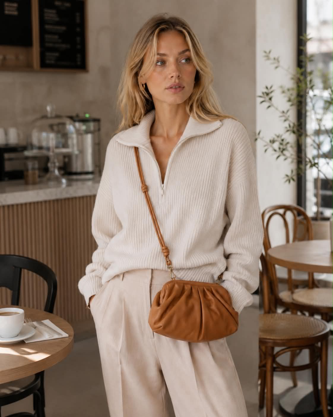 Clutch / skindtaske Noha big cognac