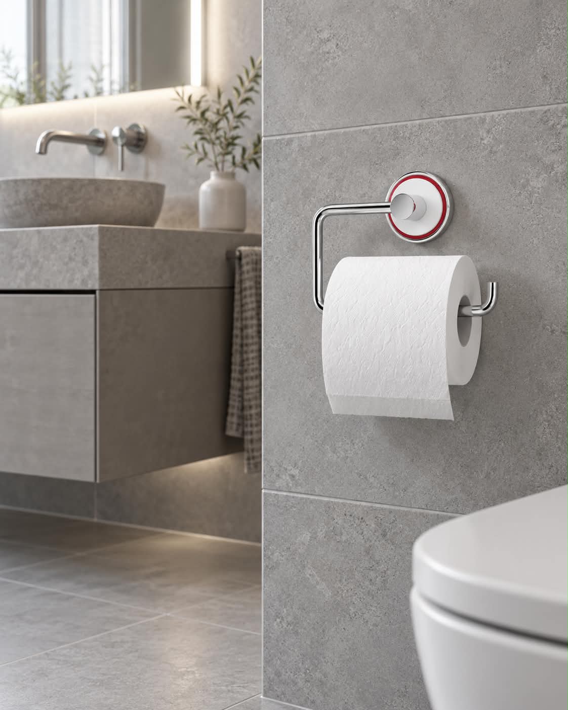Toiletrulleholder Mafalda – Krom og hvid