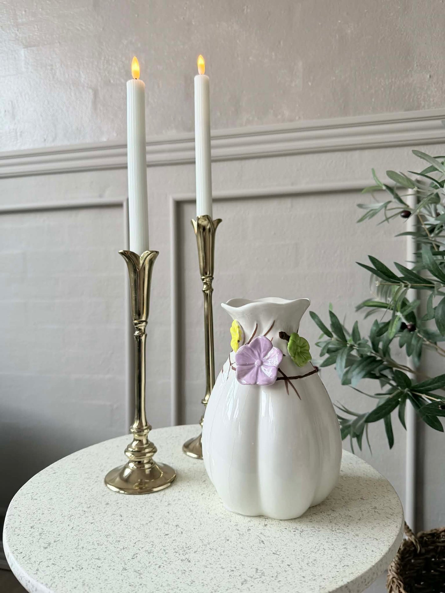 Vase med deko - Hvid eller Grøn