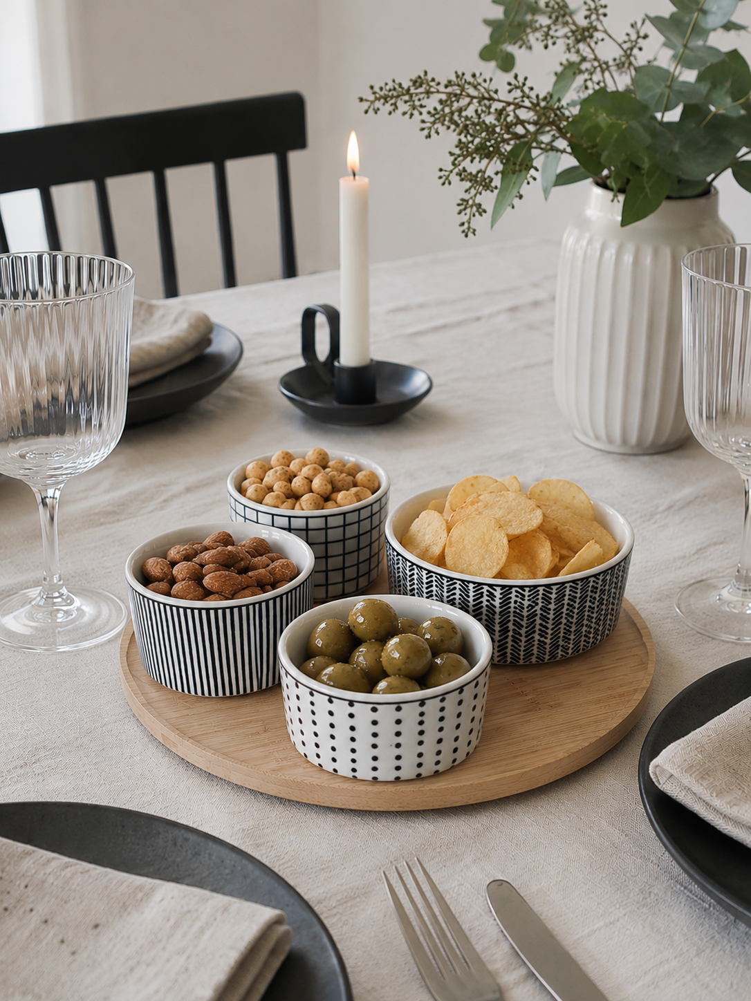 Tapas bakke - Rund - m. 4 skåle