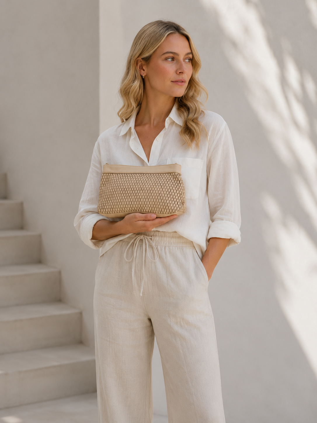 Clutch med perforeret mønster - Sand