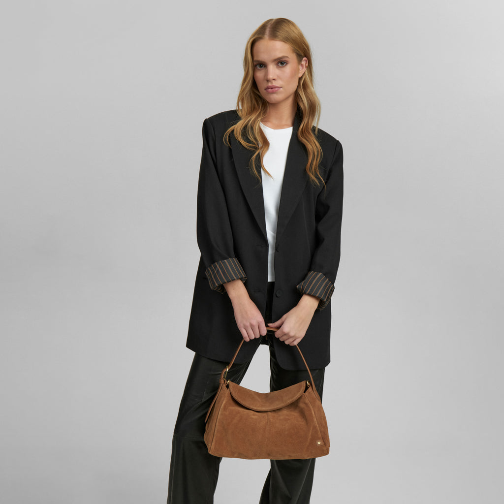 Håndtaske Ruskind cognac