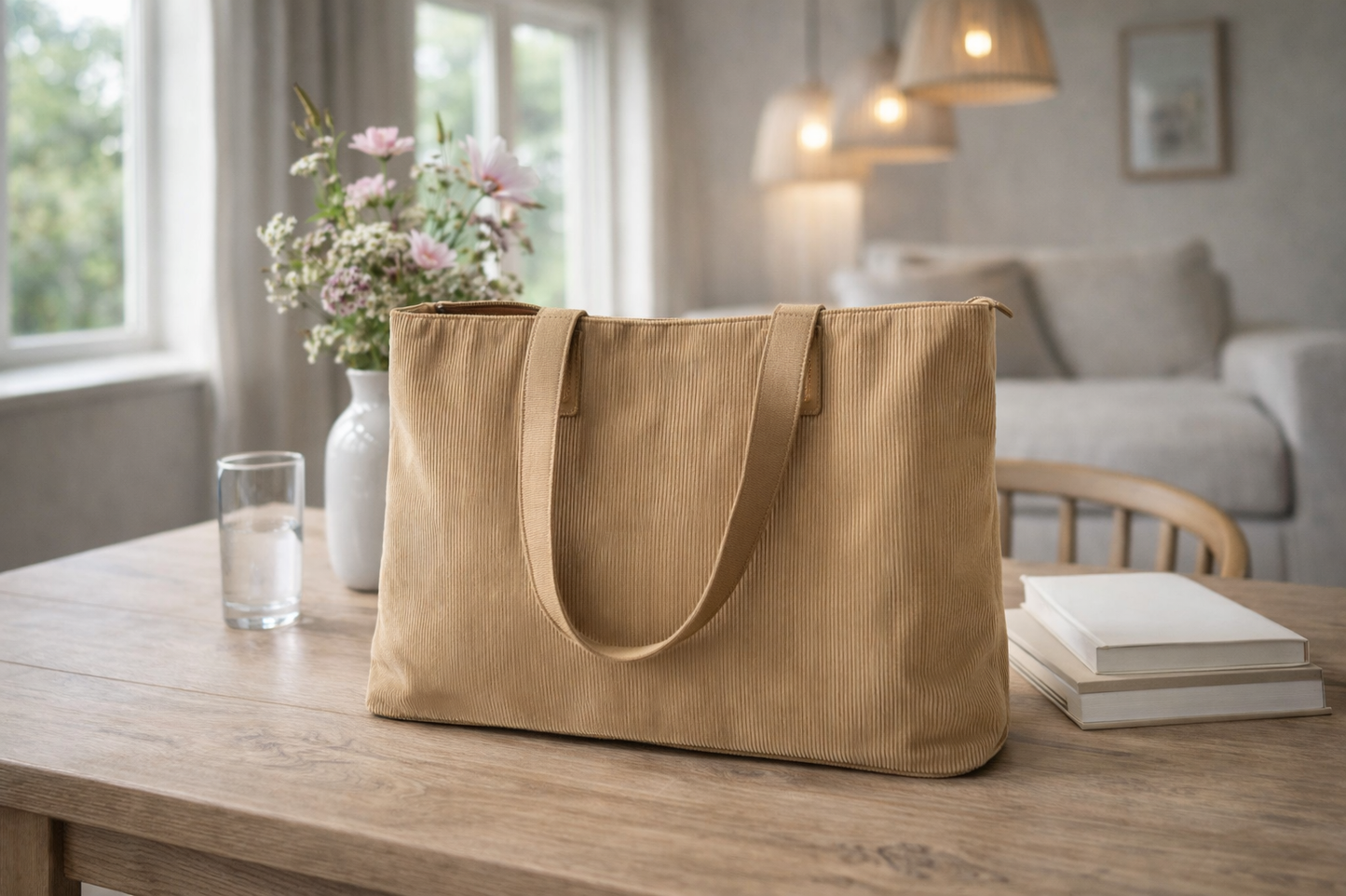 Shopper Fløjl - Tan