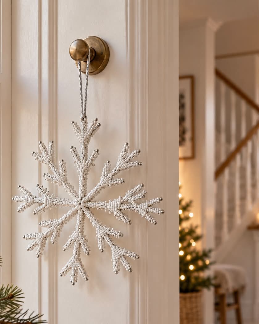 Juleophæng 21cm Snefnug white mix