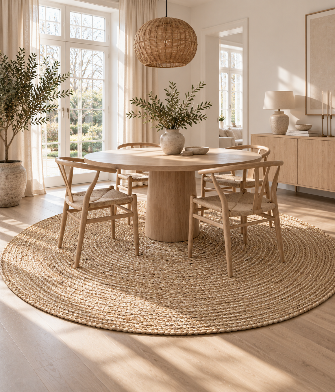 Jute gulvtæppe – Ø200cm