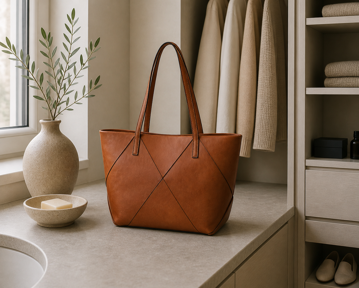Skuldertaske Olia cognac