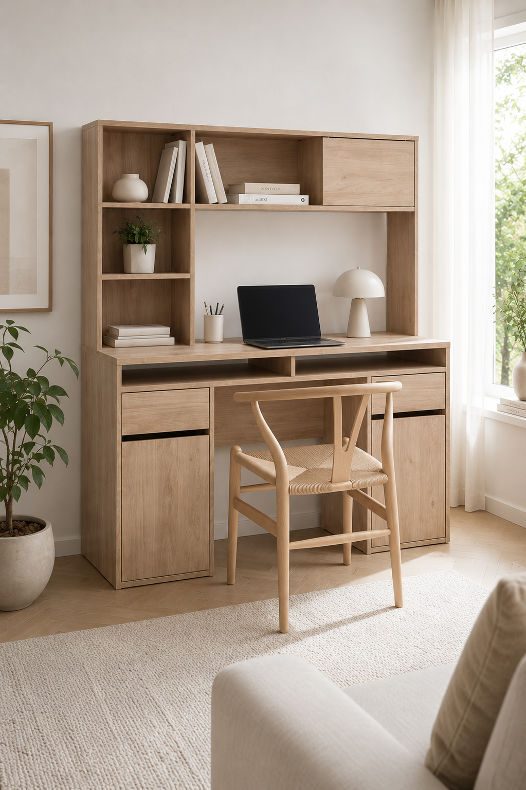 Skrivebord med overreol - Wood