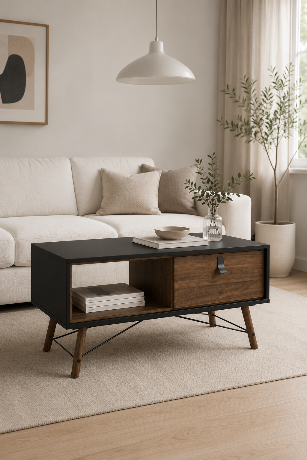 Sofabord Walnut / black