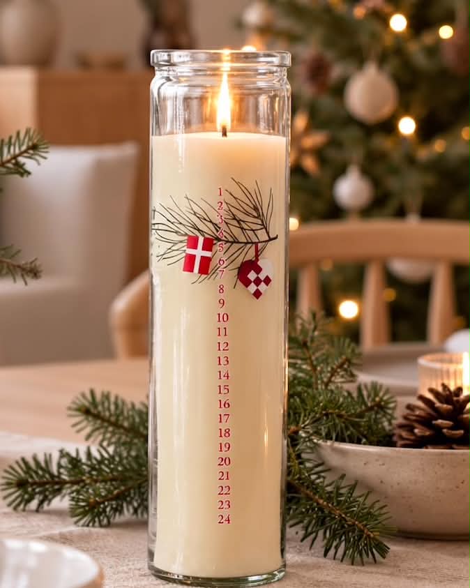 Kalenderlys i glas - Dansk Jul