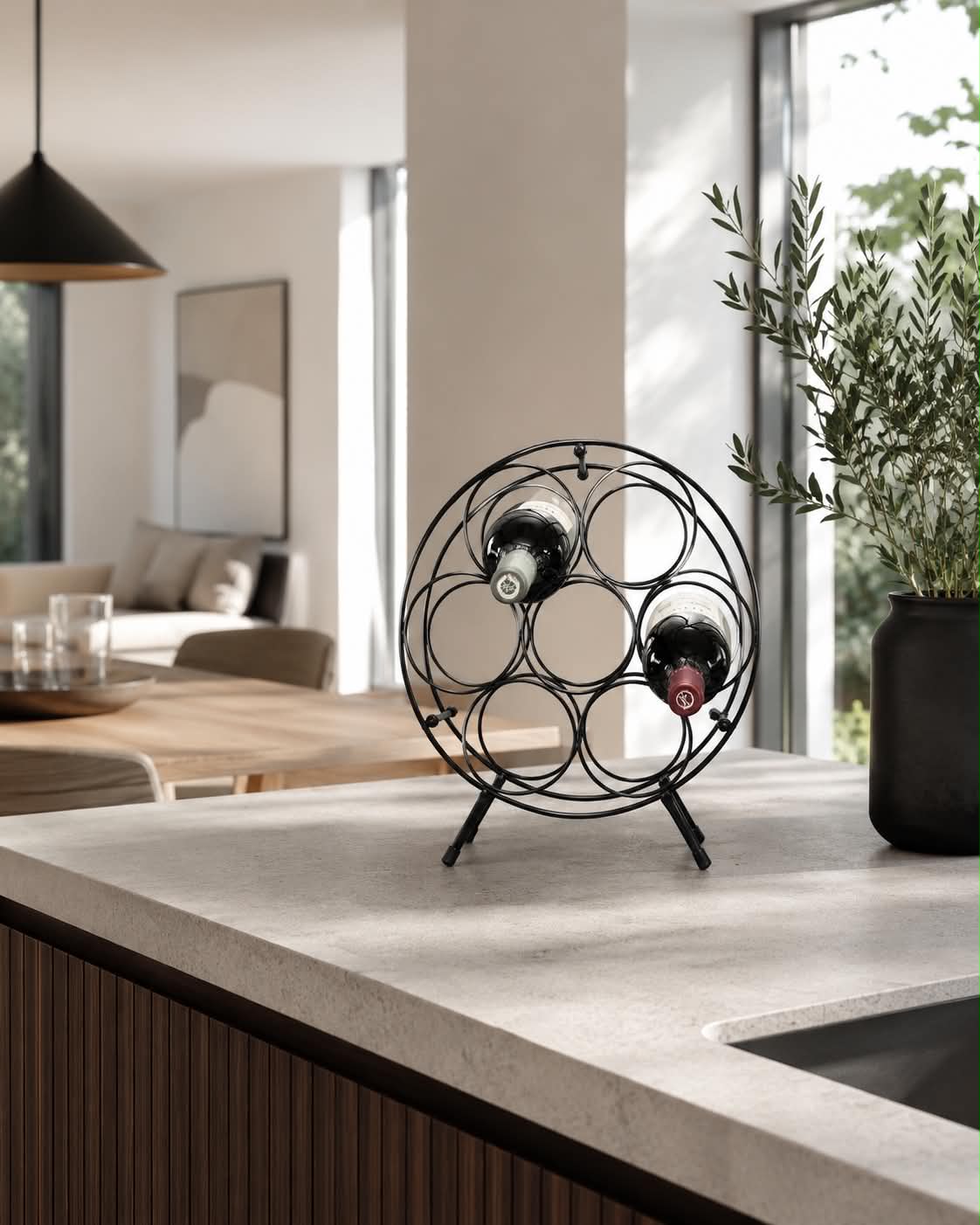 Vinreol i metal - 7 flasker