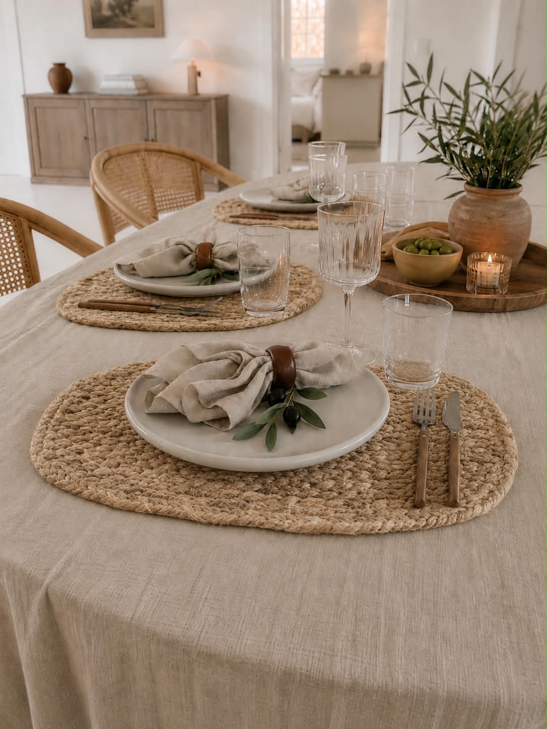 Dækkeserviet i Jute - Oval