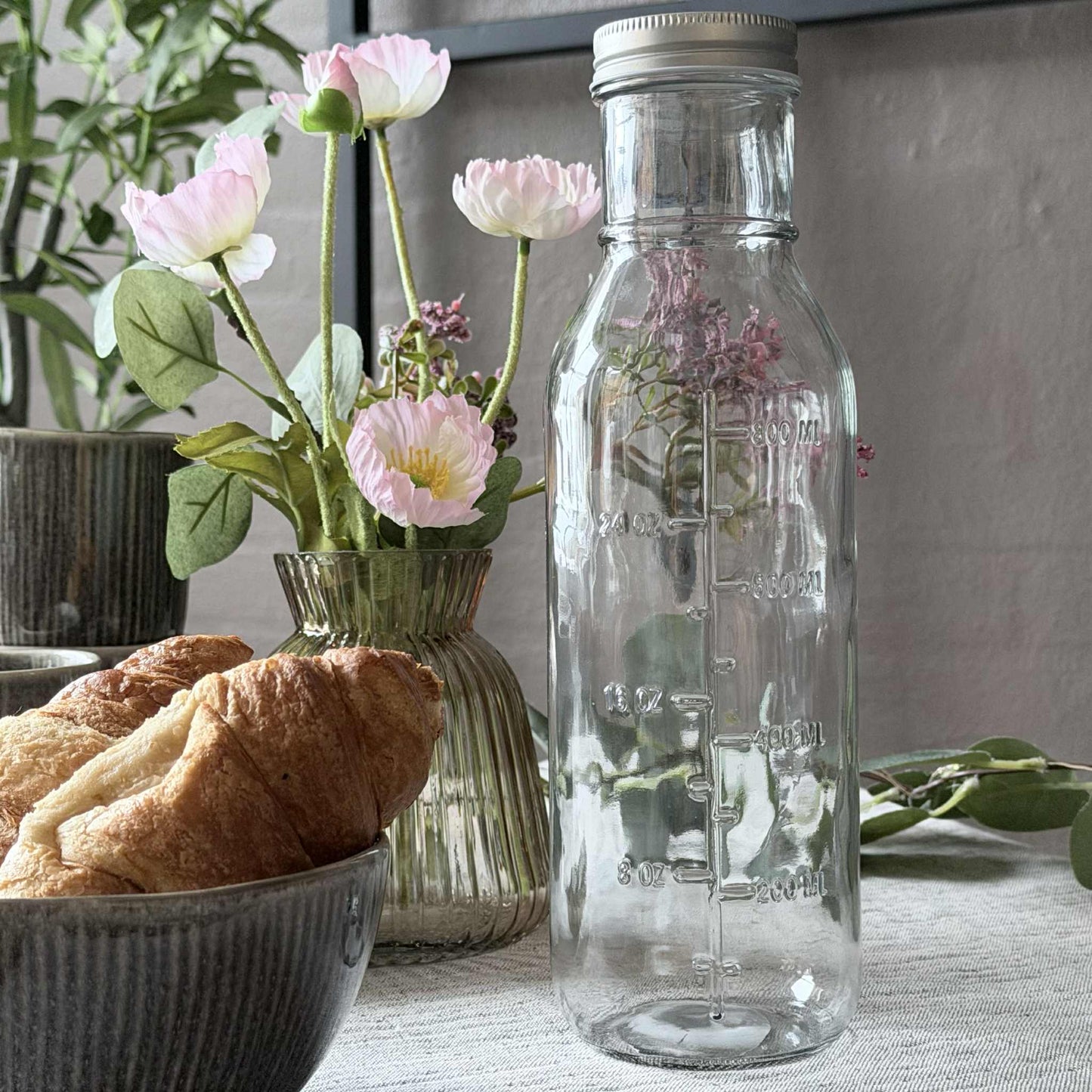 Glasflaske med Måleenheder - 1000 ml
