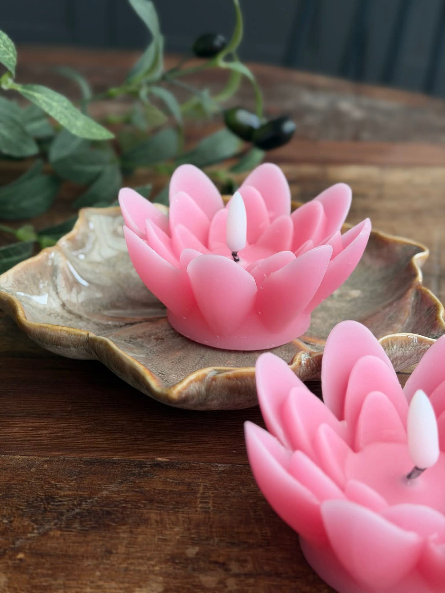 Flydelys med timer - Sæt med 2 stk. Rosa Lotus