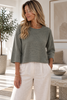 Sweater med 3/4 ærmer - Kaki