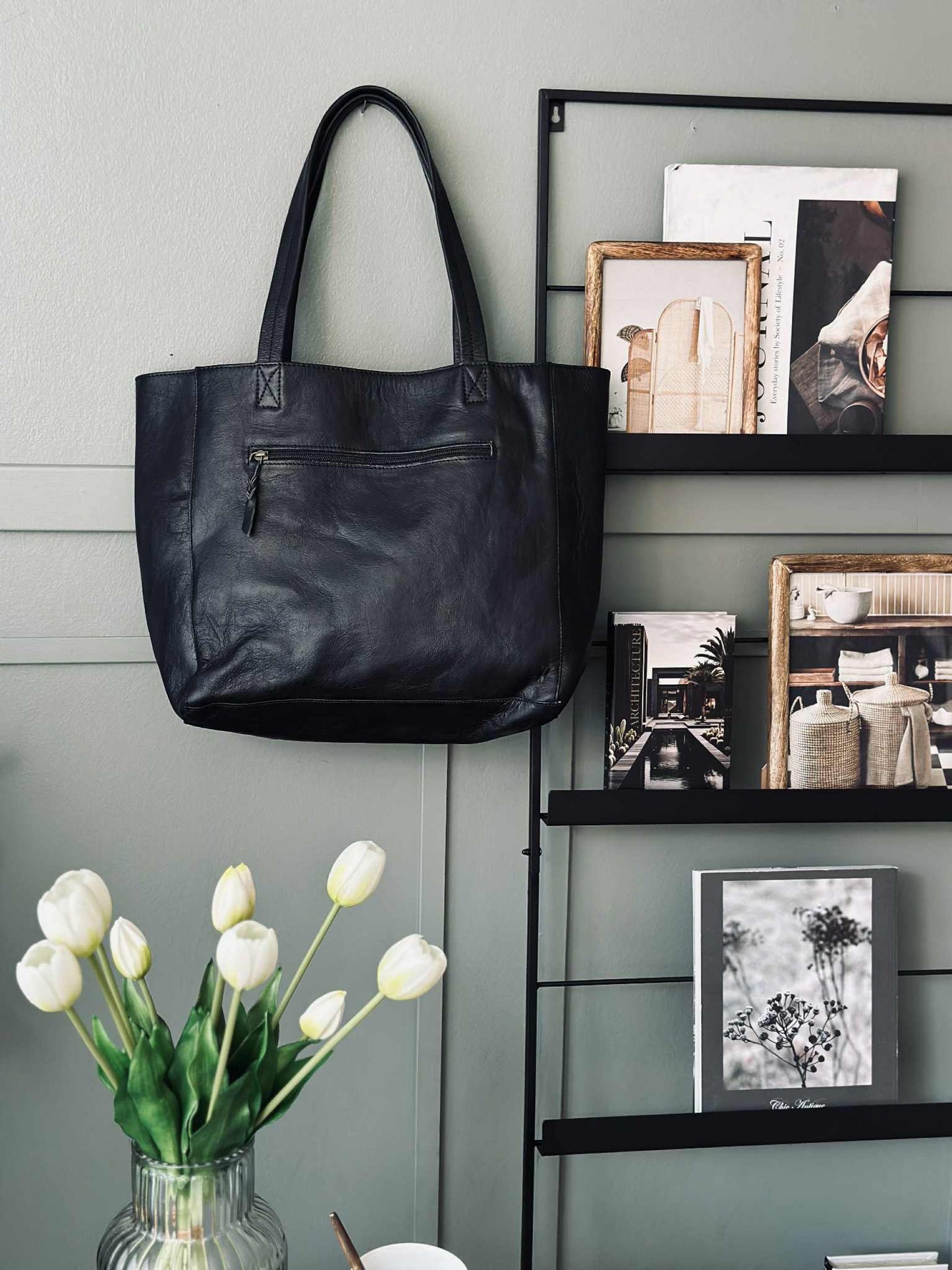 Shopper Anna - Black leather