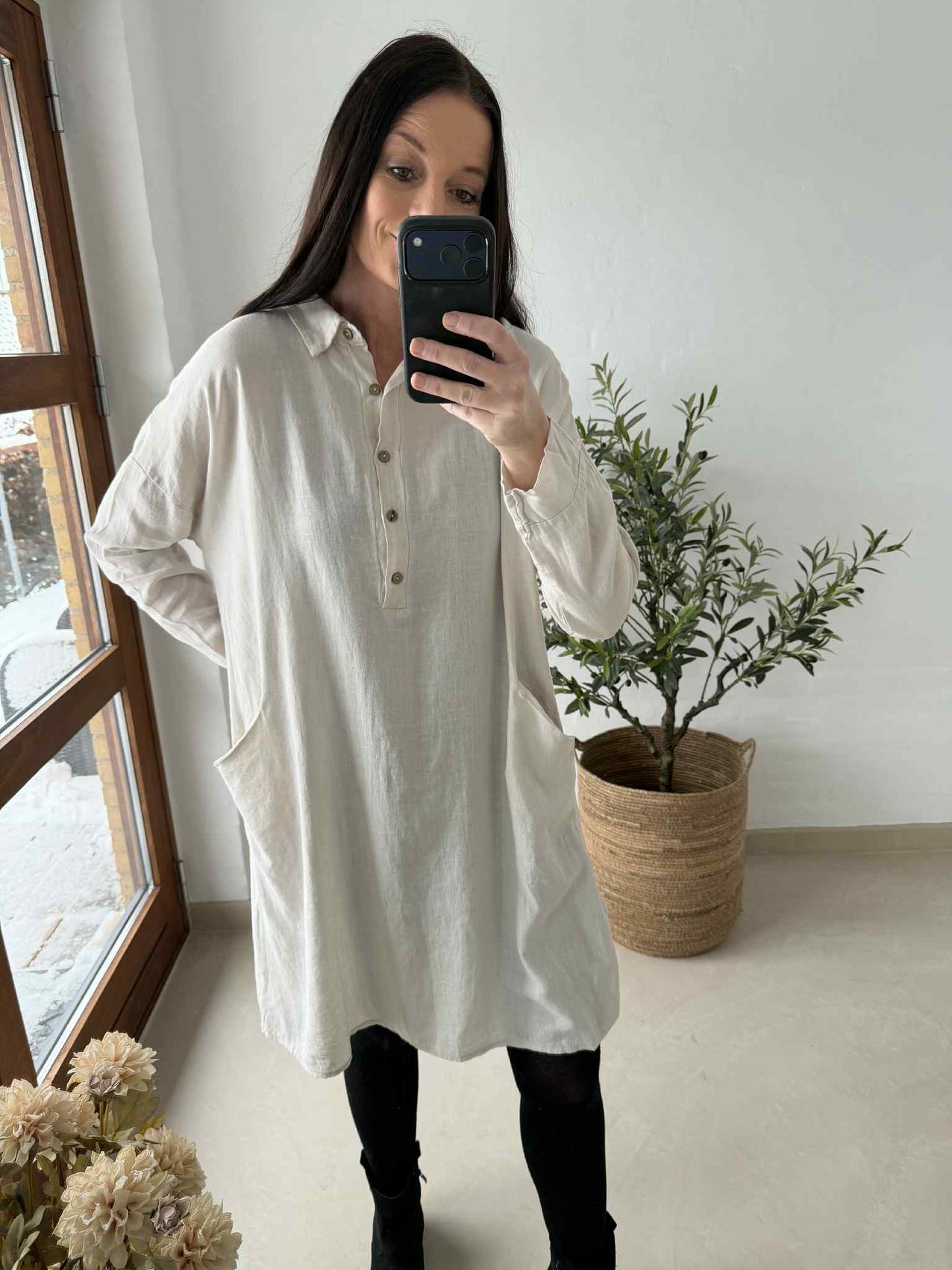 Kjole med lommer - Hør / viscose