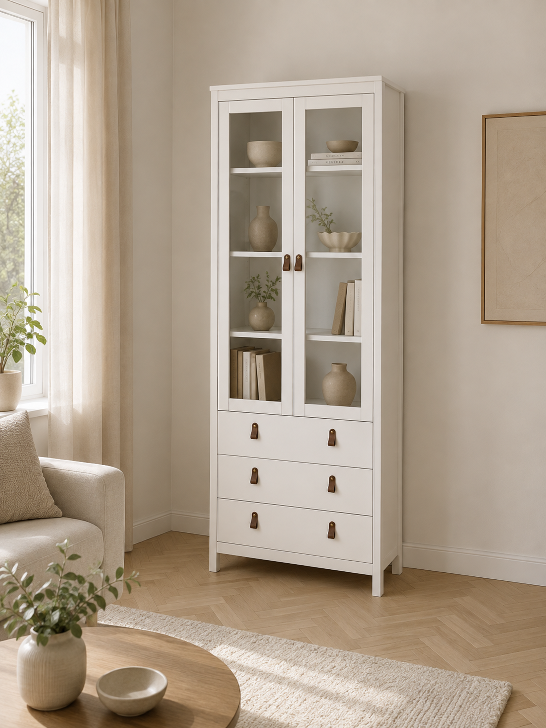 Vitrineskab Nordic white