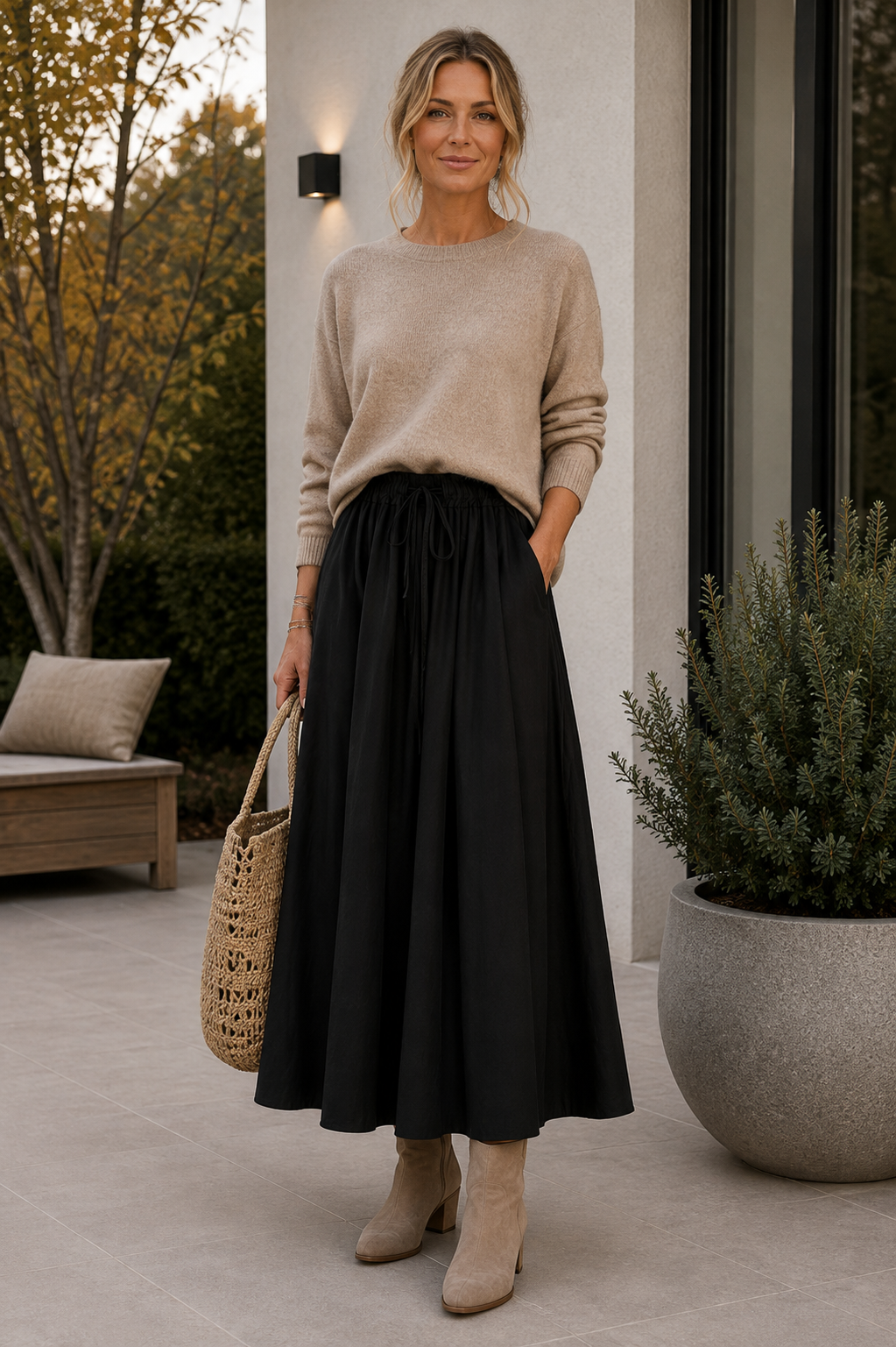 Nederdel med lommer - Black