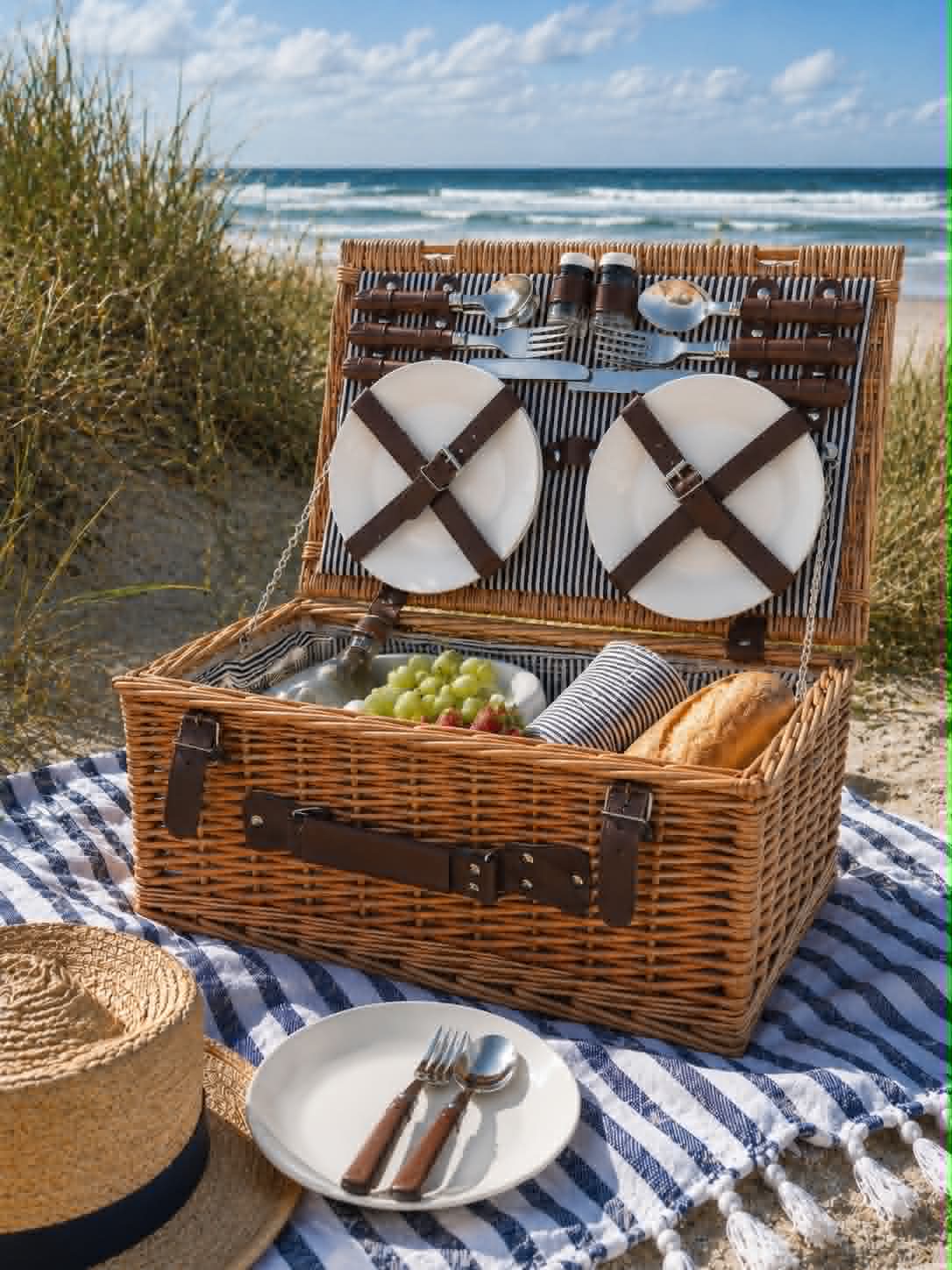 Picnickurv med indhold til 4 personer - DELUXE