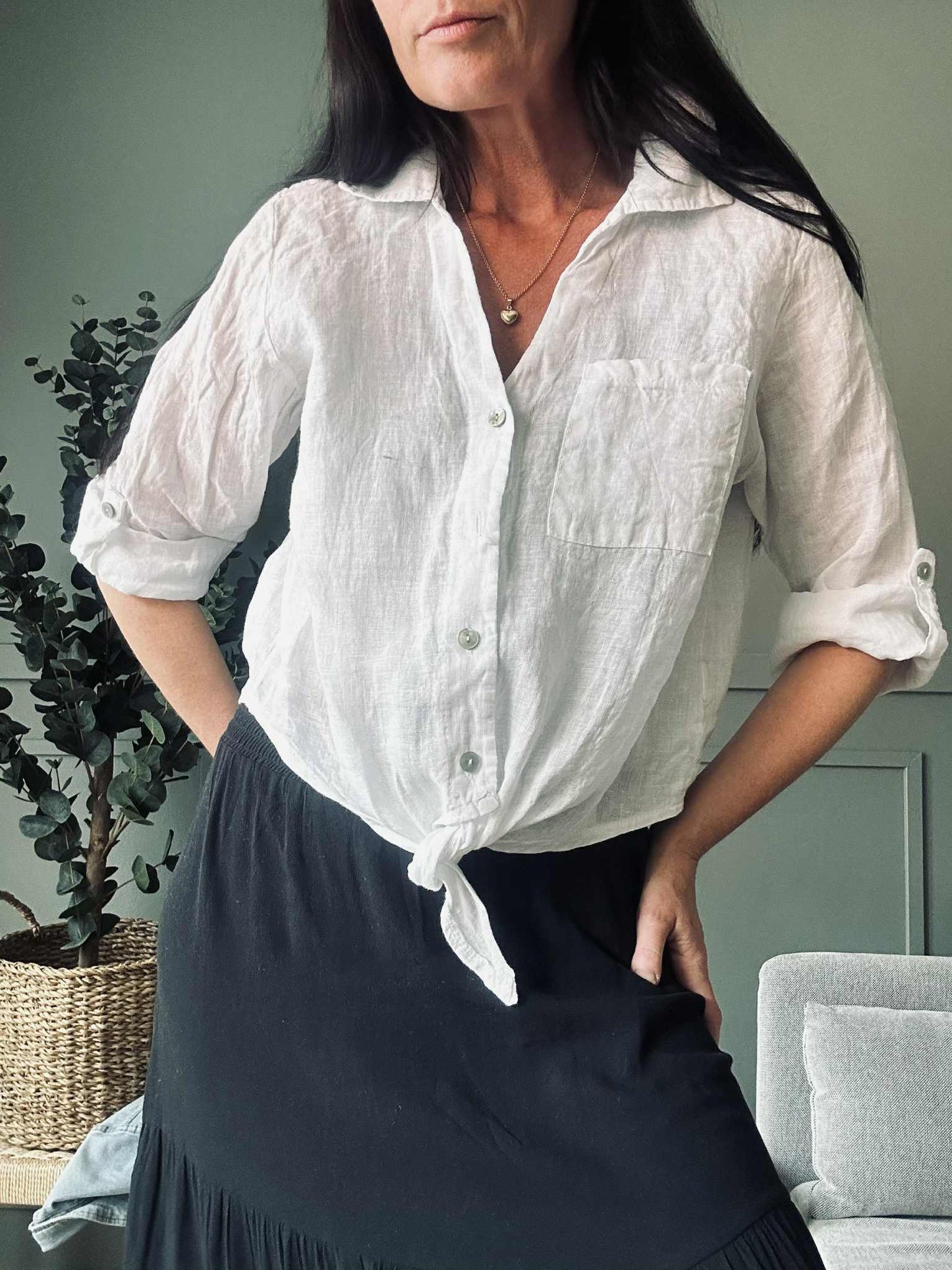 Skjorte NALA hvid - 100% hør