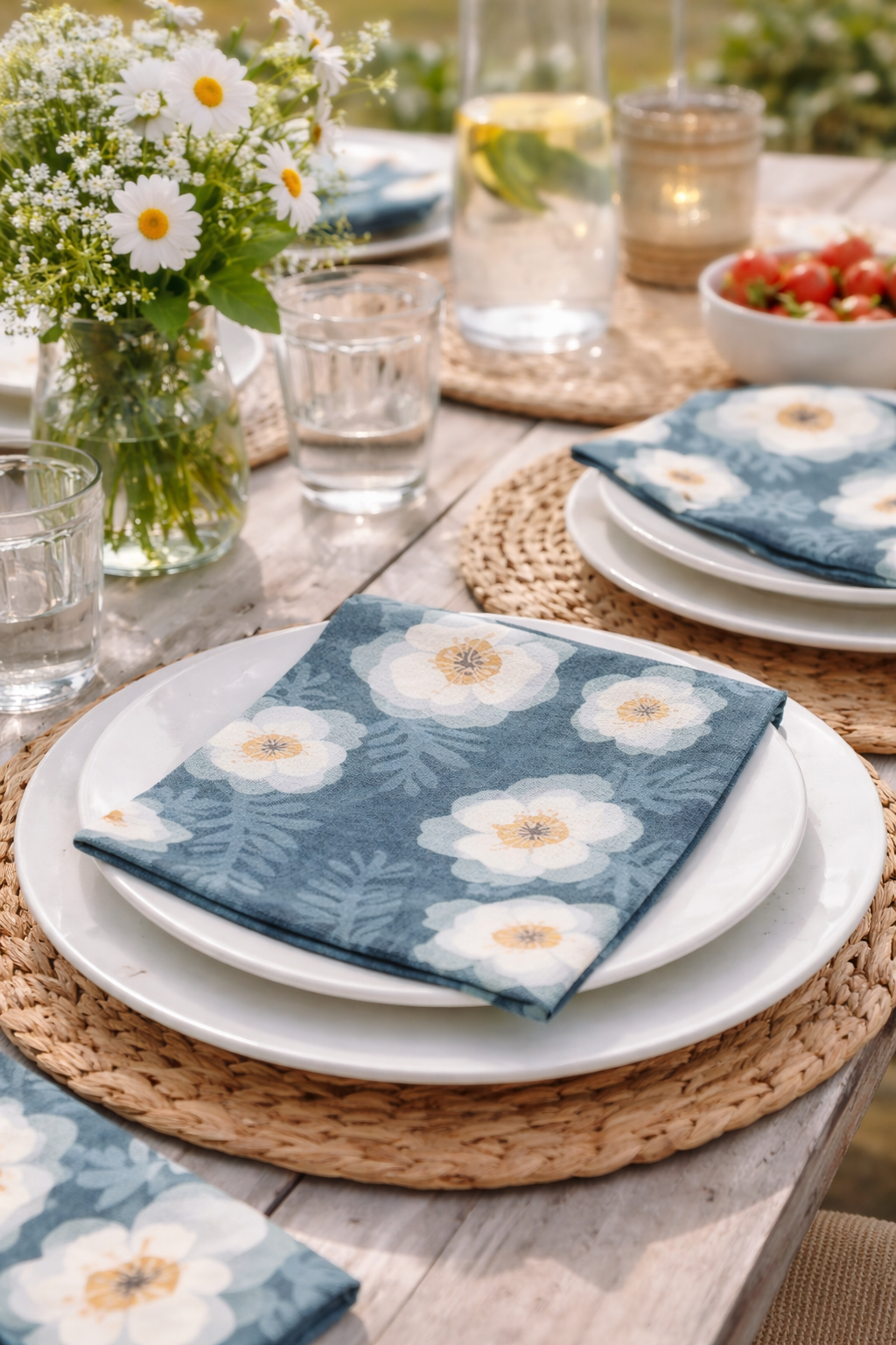 Servietter blue flower - 20 stk