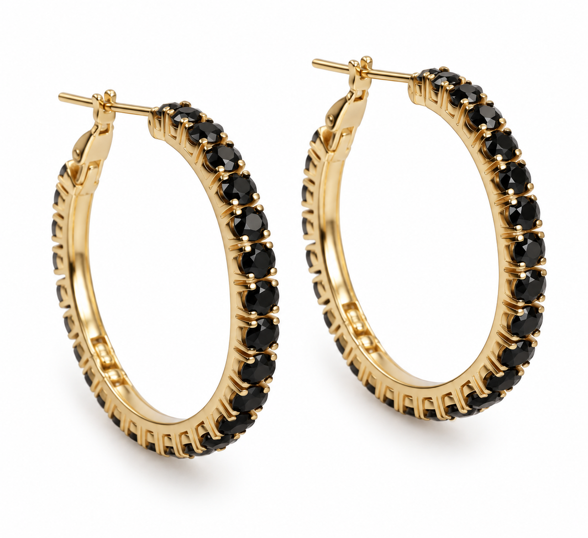 Øreringe Smilla Hoops 18K forgyldt - Black