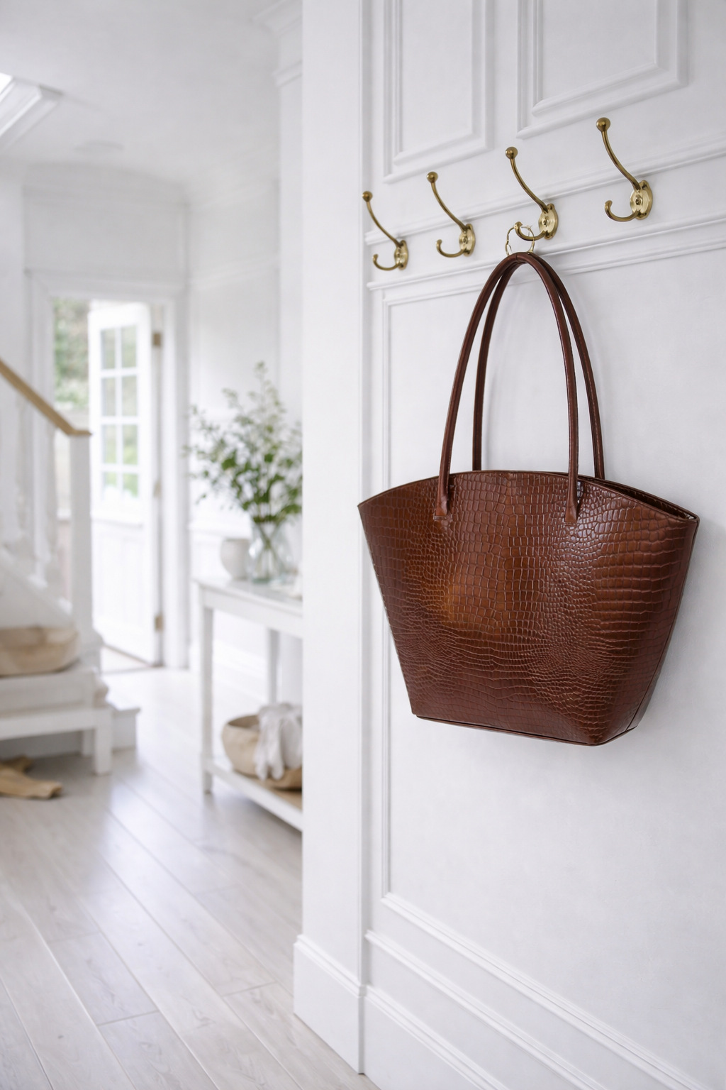 Shopper croco i skind - Cognac