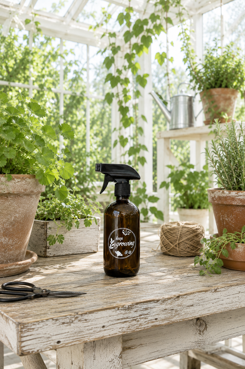 Blomsterforstøver i brunt glas 500 ml