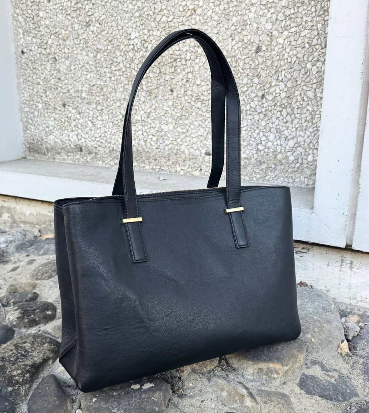 Arbejdstaske / shopper - Black leather