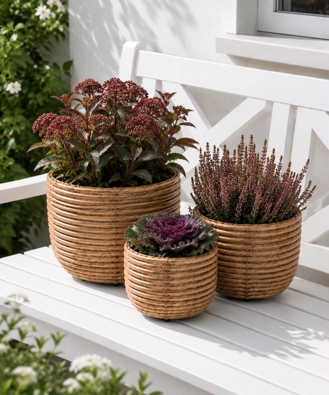 Kurvesæt Rattan -  Natur 3 stk.
