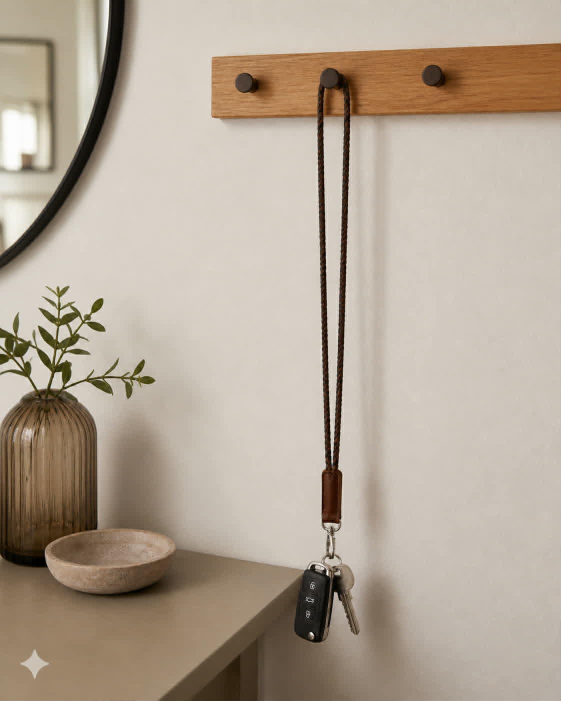 Keyhanger flettet - dark brown