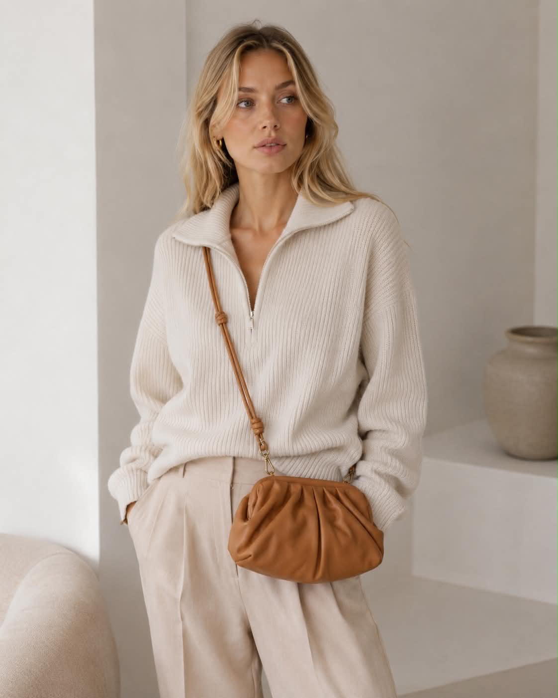 Clutch / skindtaske Noha big cognac