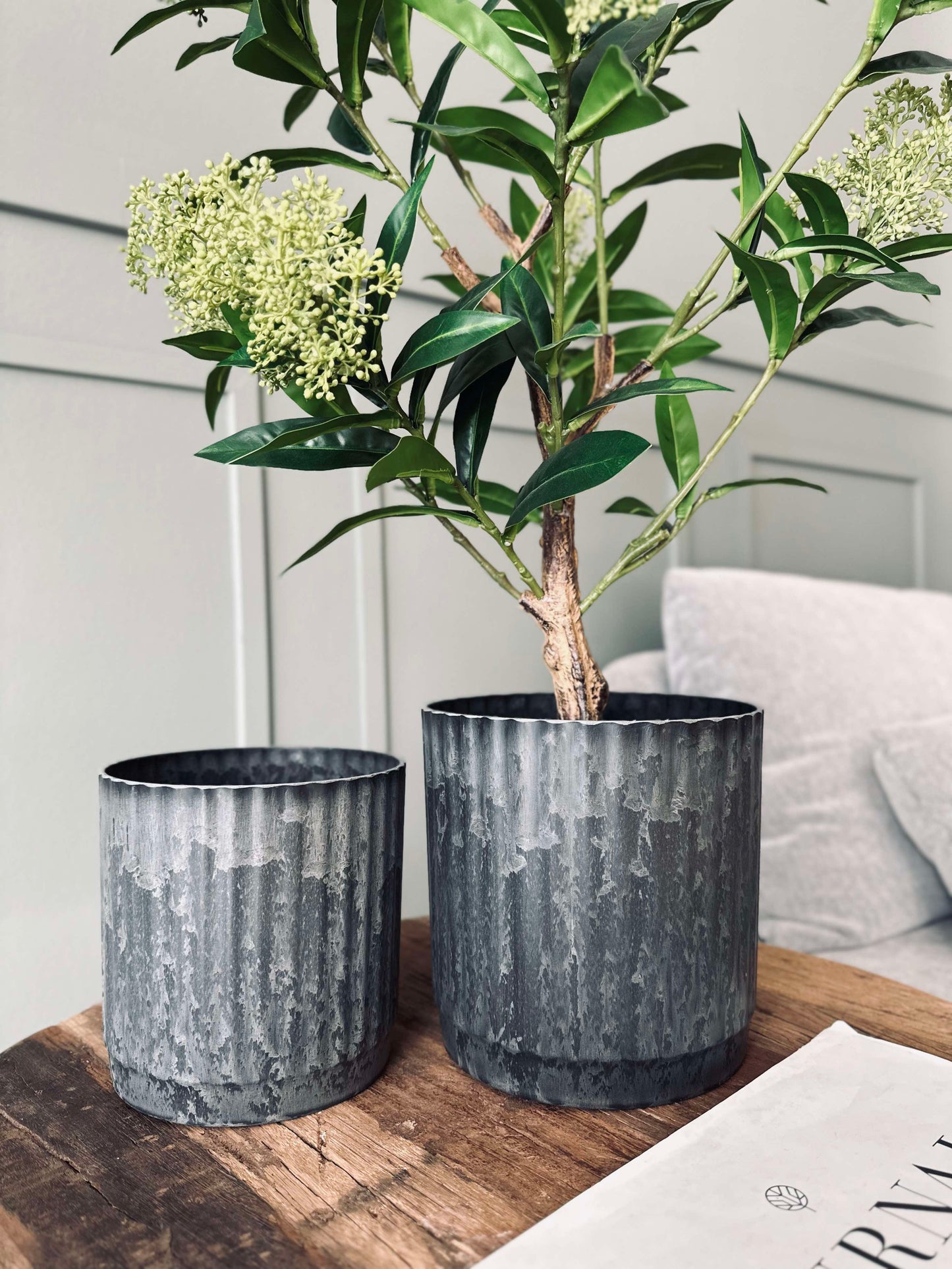 Urtepotter i beton look - Sæt af 2 stk