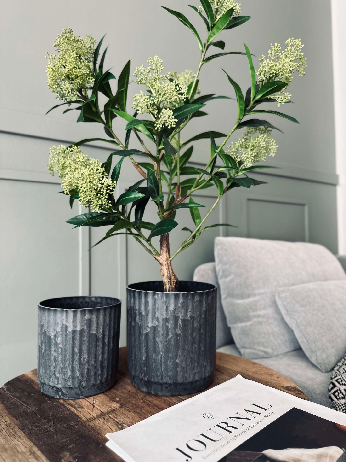 Urtepotter i beton look - Sæt af 2 stk
