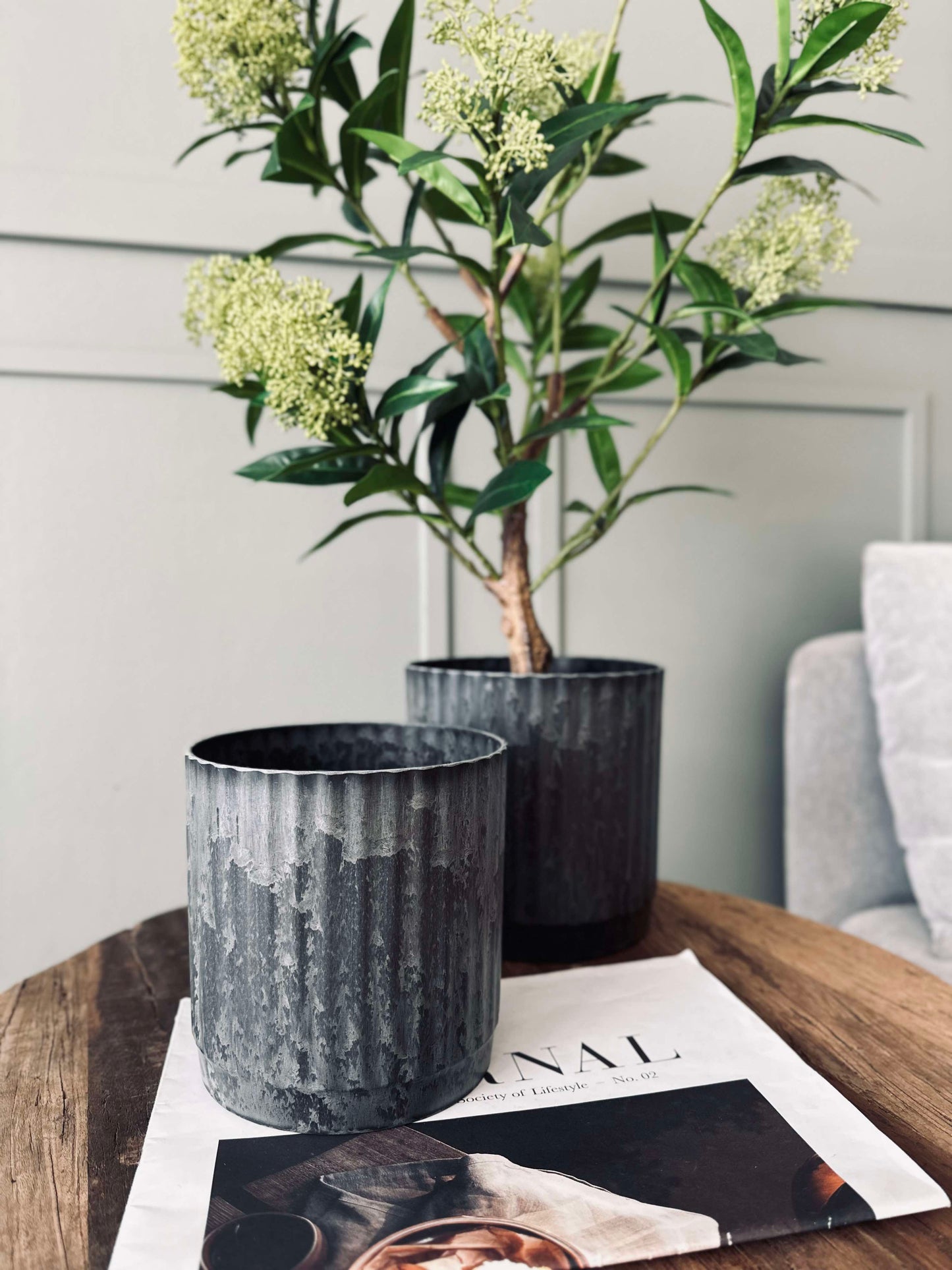 Urtepotter i beton look - Sæt af 2 stk