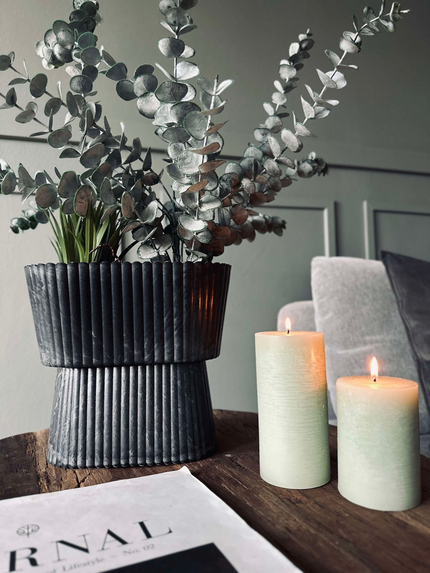 Urtepotte oval - Beton look stor