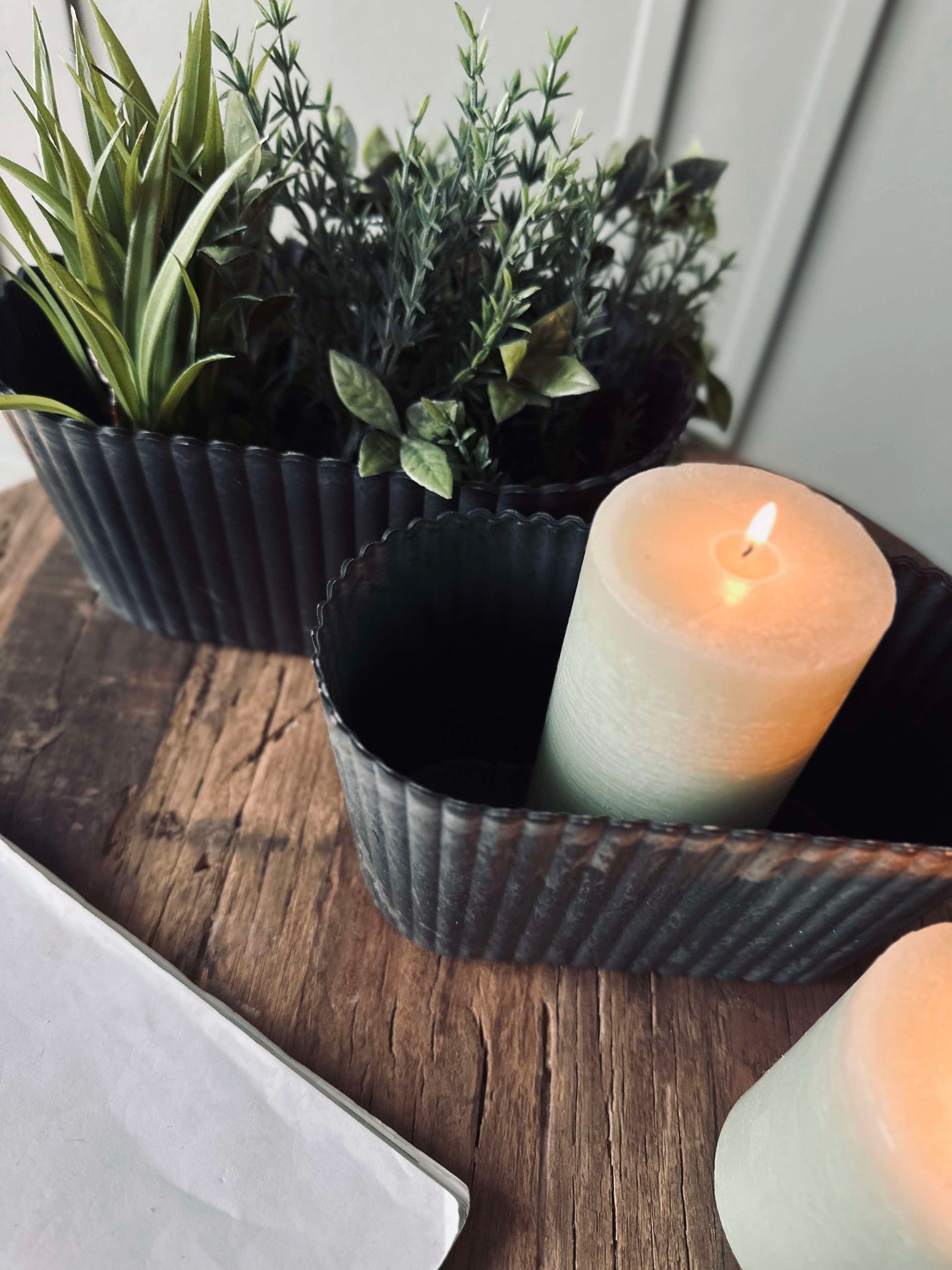 Urtepotte oval - Beton look stor