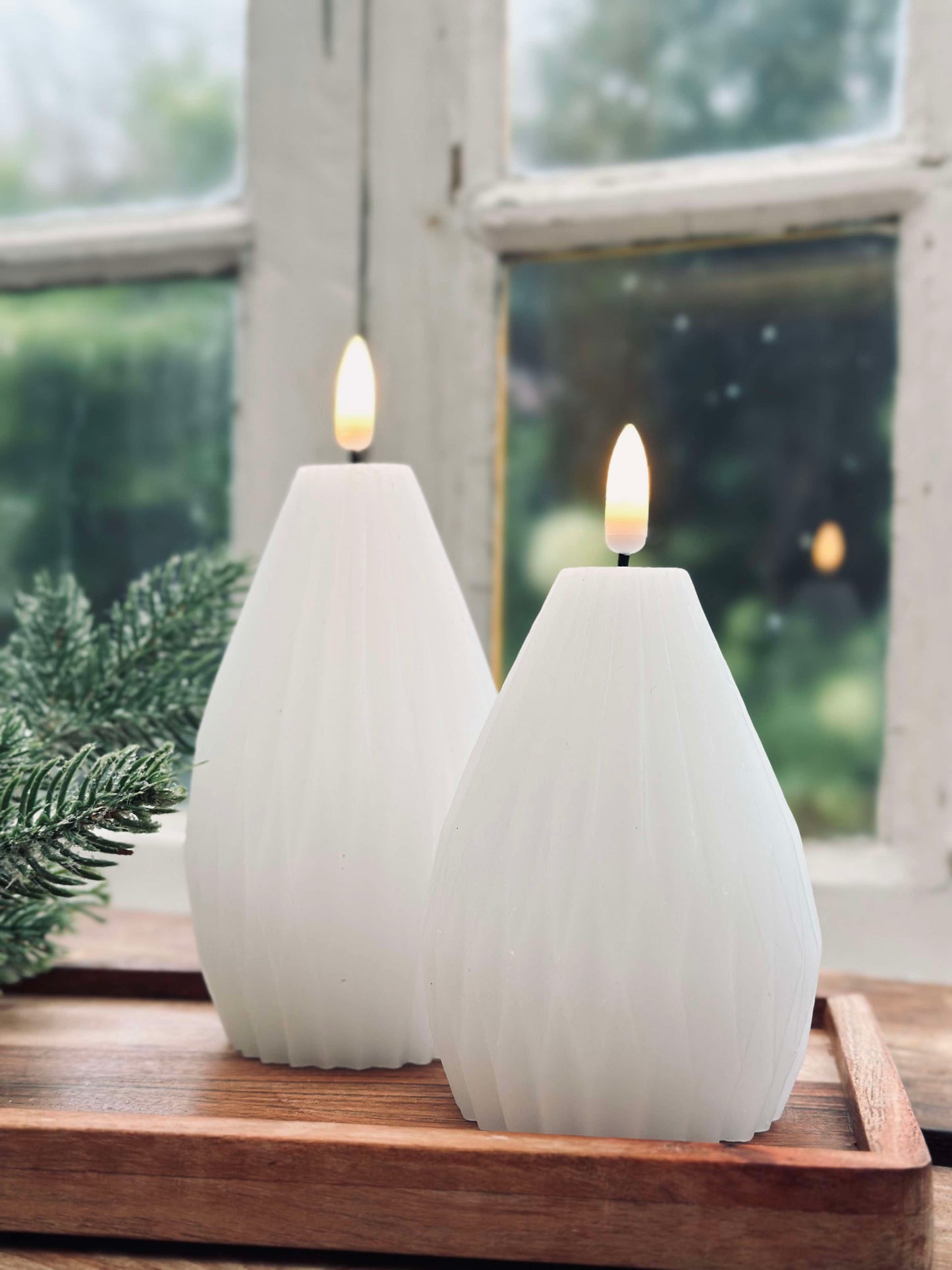 LED Bloklys / Riller – 2 stk Hvid