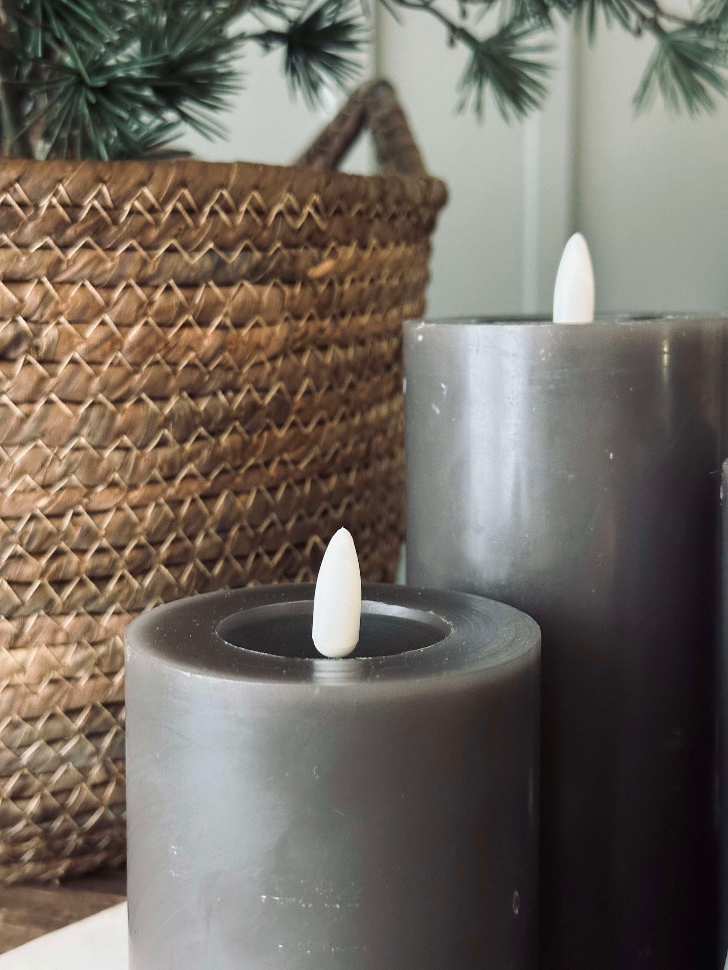 LED Bloklys / Grå – 3 stk bloklys