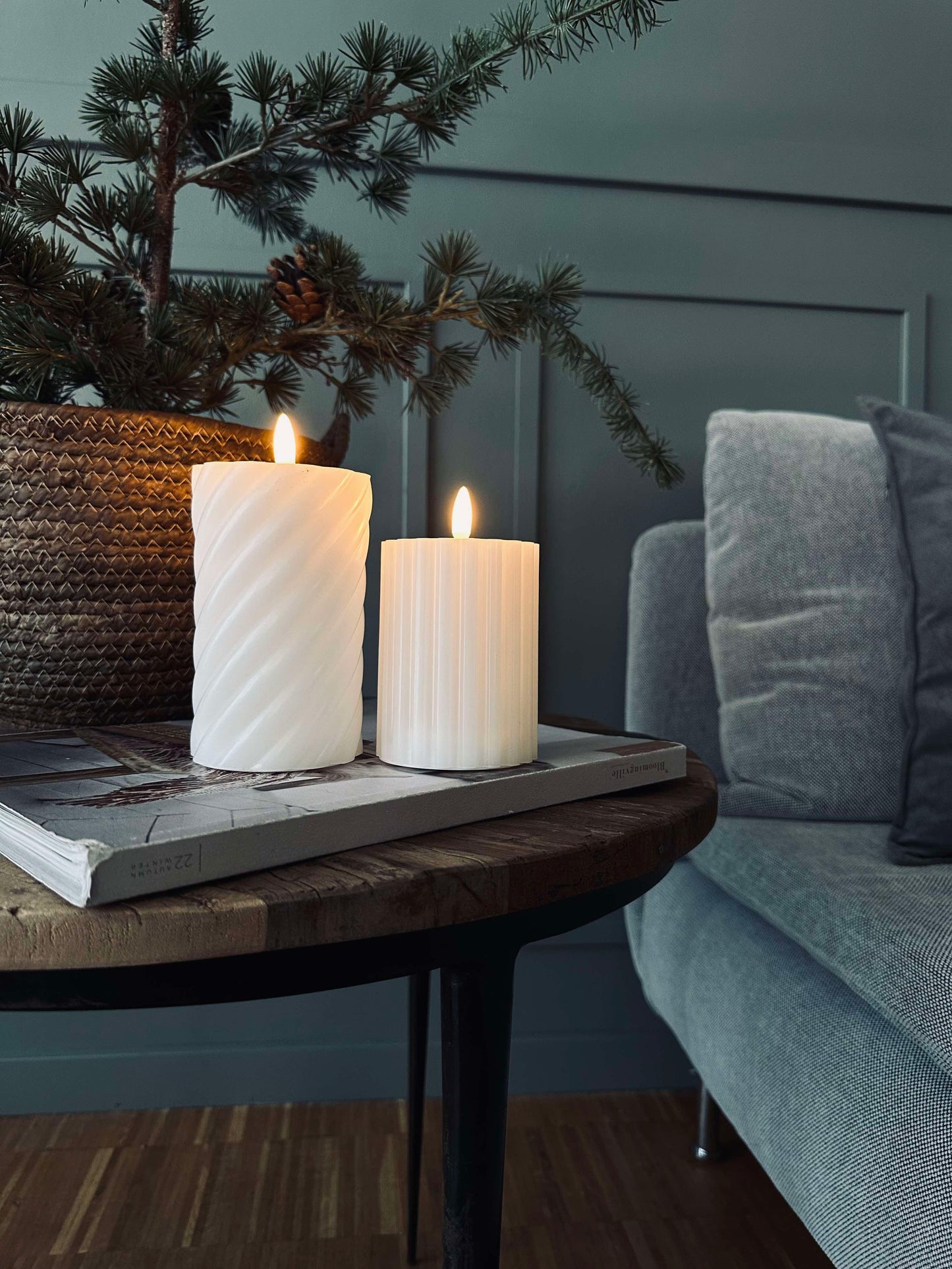 LED Bloklys / Design – 2 stk Hvid strib