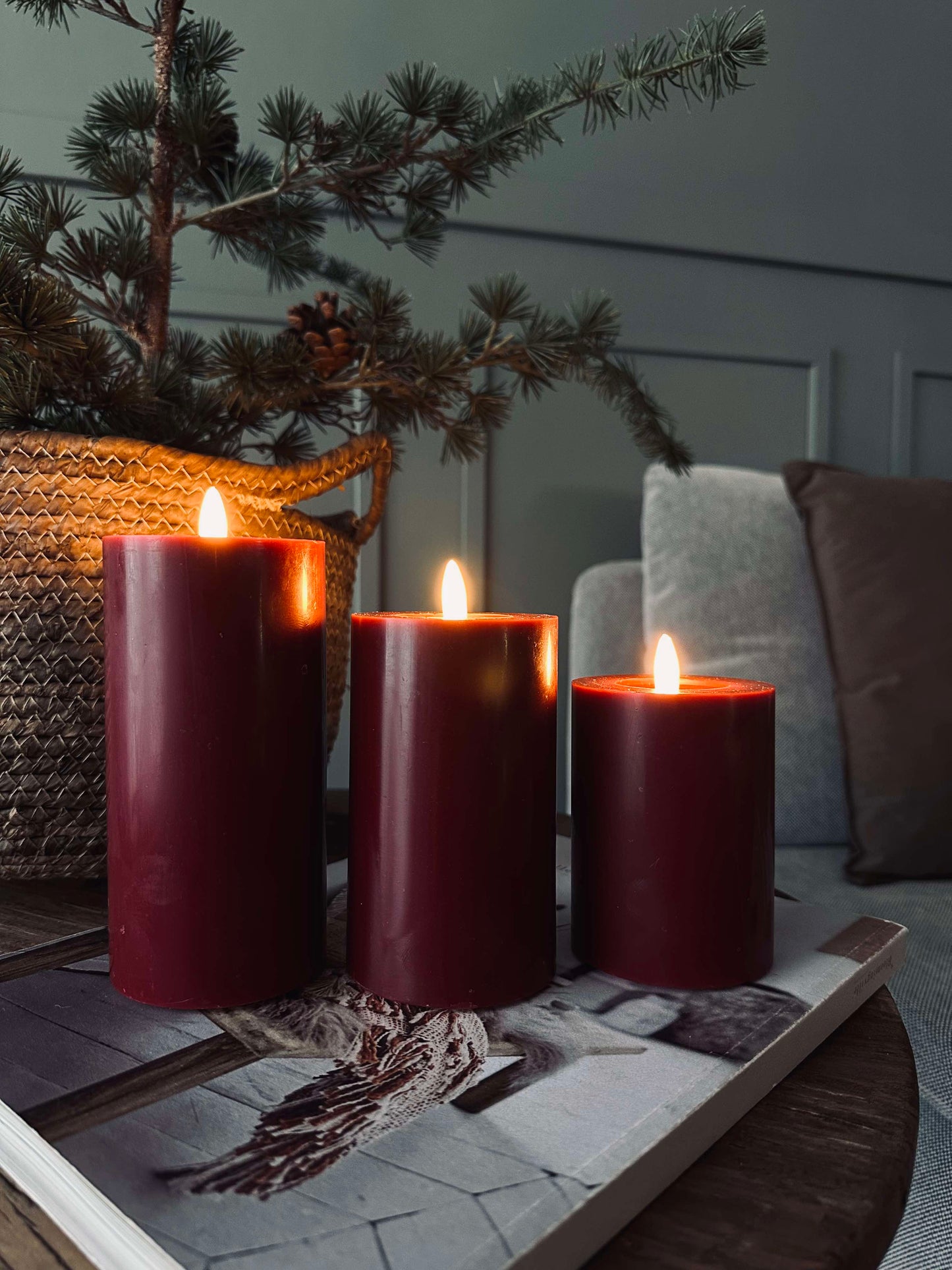 LED Bloklys / Rød – 3 stk bloklys