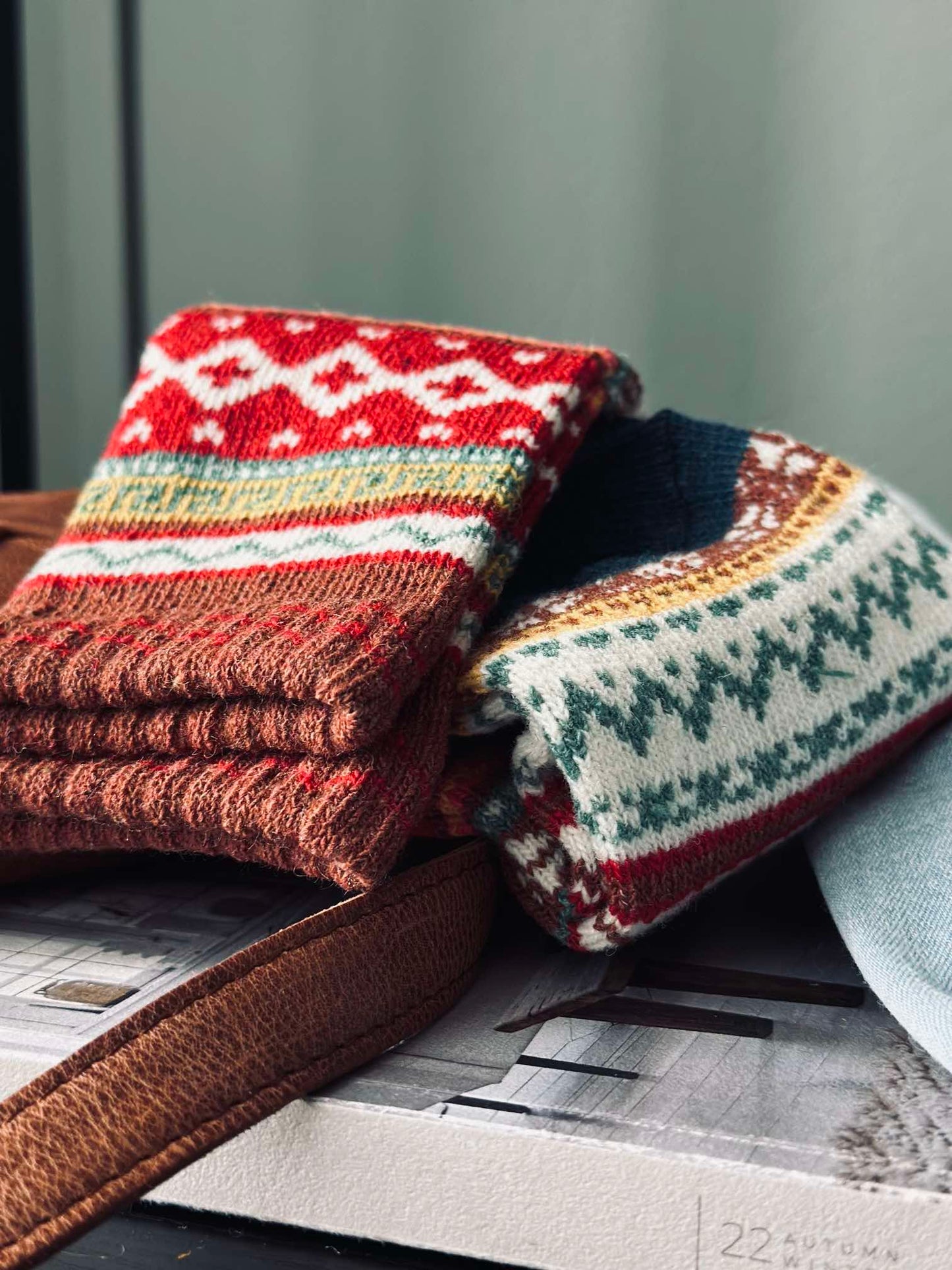 Strømper i flotte farver - Rød mix