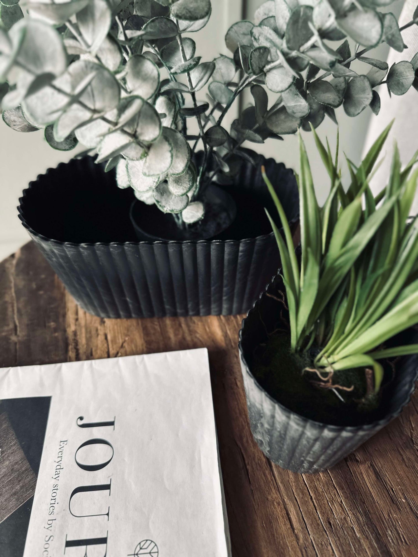Urtepotte oval - Beton look stor