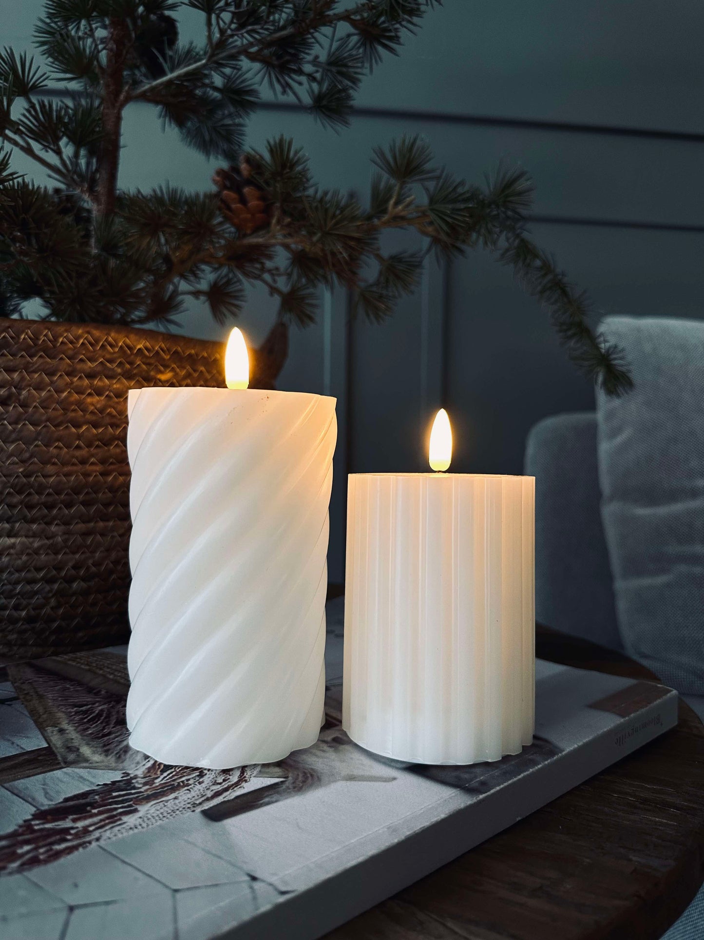 LED Bloklys / Design – 2 stk Hvid strib